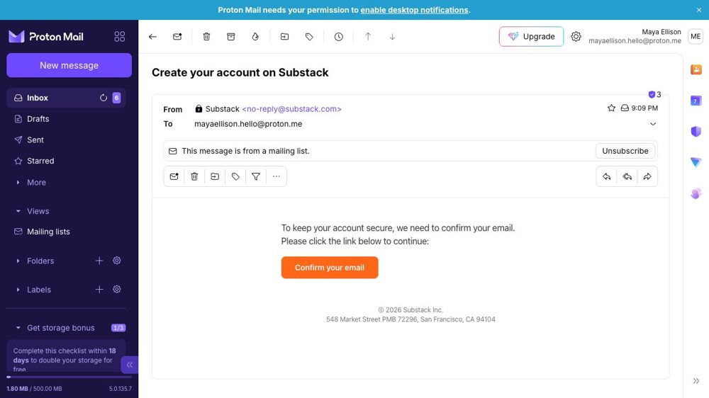 The email